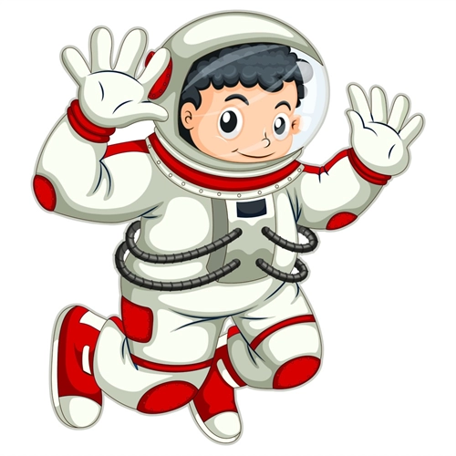 Space Explorers Theme Red Suit Astronaut Boy Transparent Sticker